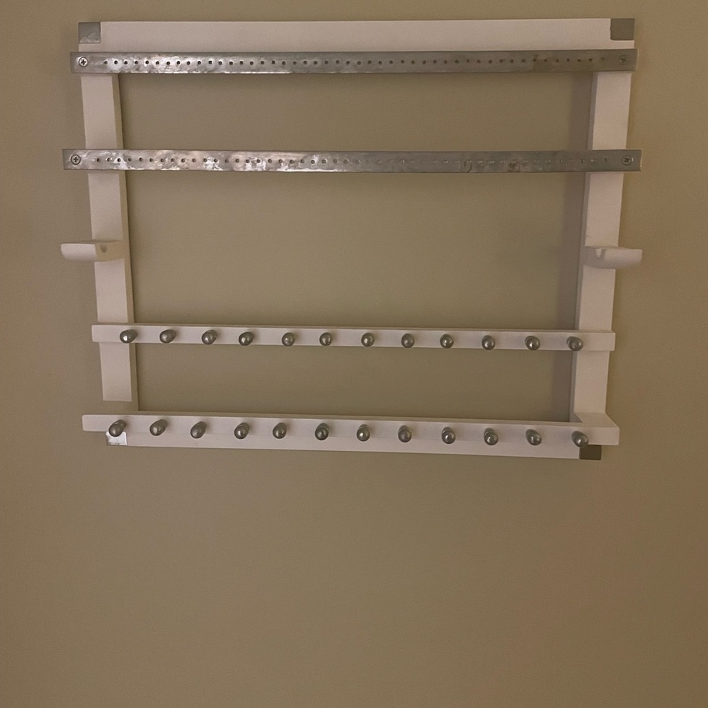 Pottery Barn Beige and Silver Wall-Mounted Jewelry Rack